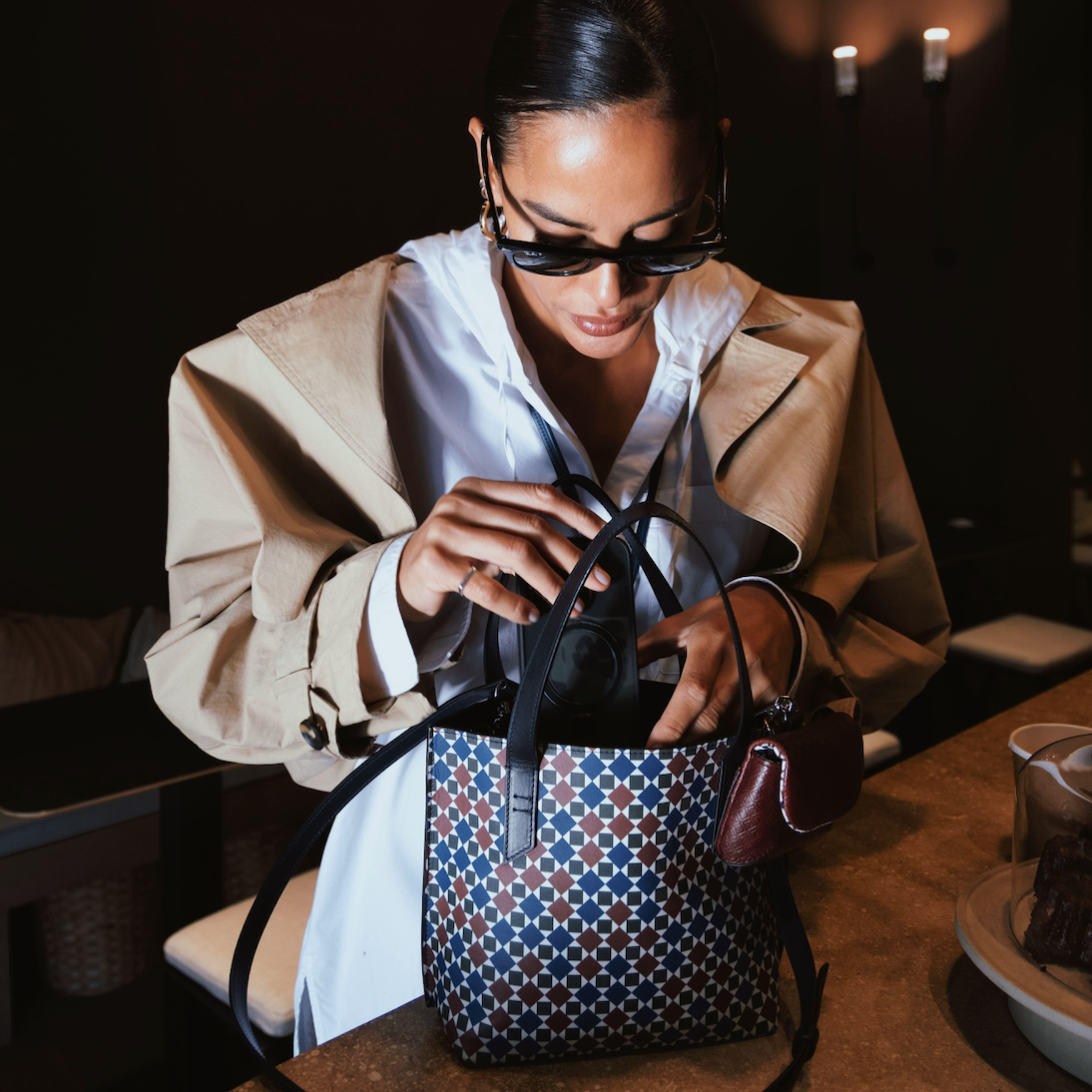 DJ Candelaria starring in the latest campaign for MARK / GIUSTI featuring handcrafted leather goods in Milan