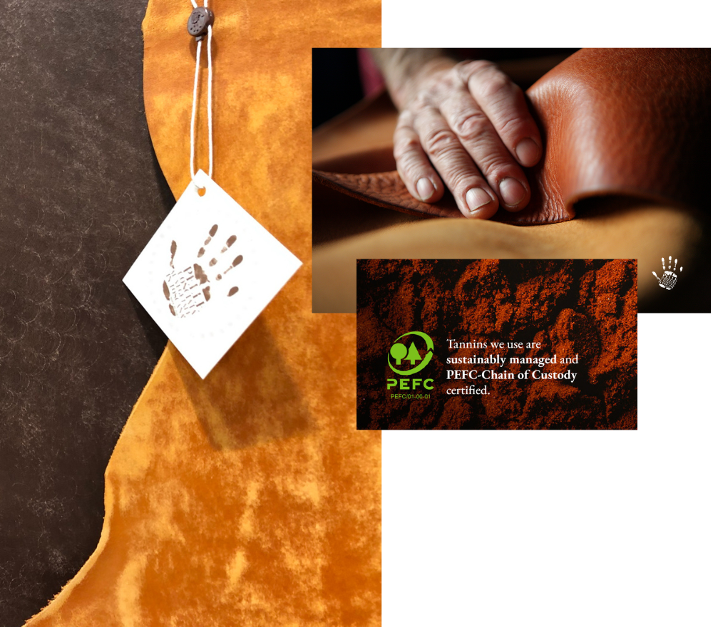 Mark Giusti Vegetable Tanned Mosaic and Solid leather is LWG certified and approved by the Tuscan leather consortium.