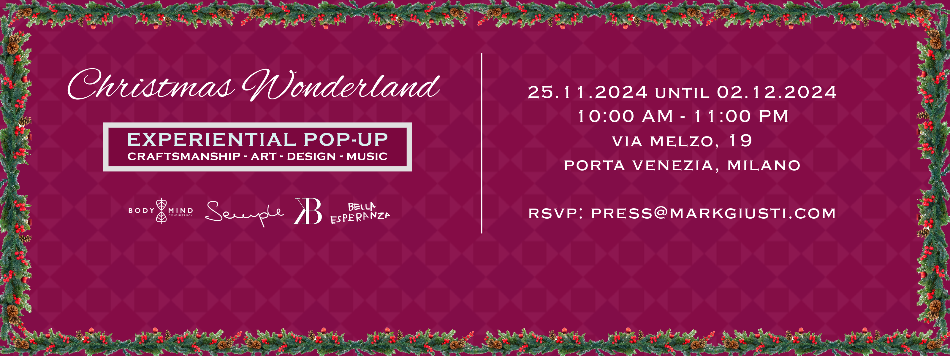 Invitation to The World Of MARK / GIUSTI Christmas Wonderland Experiential Pop Up