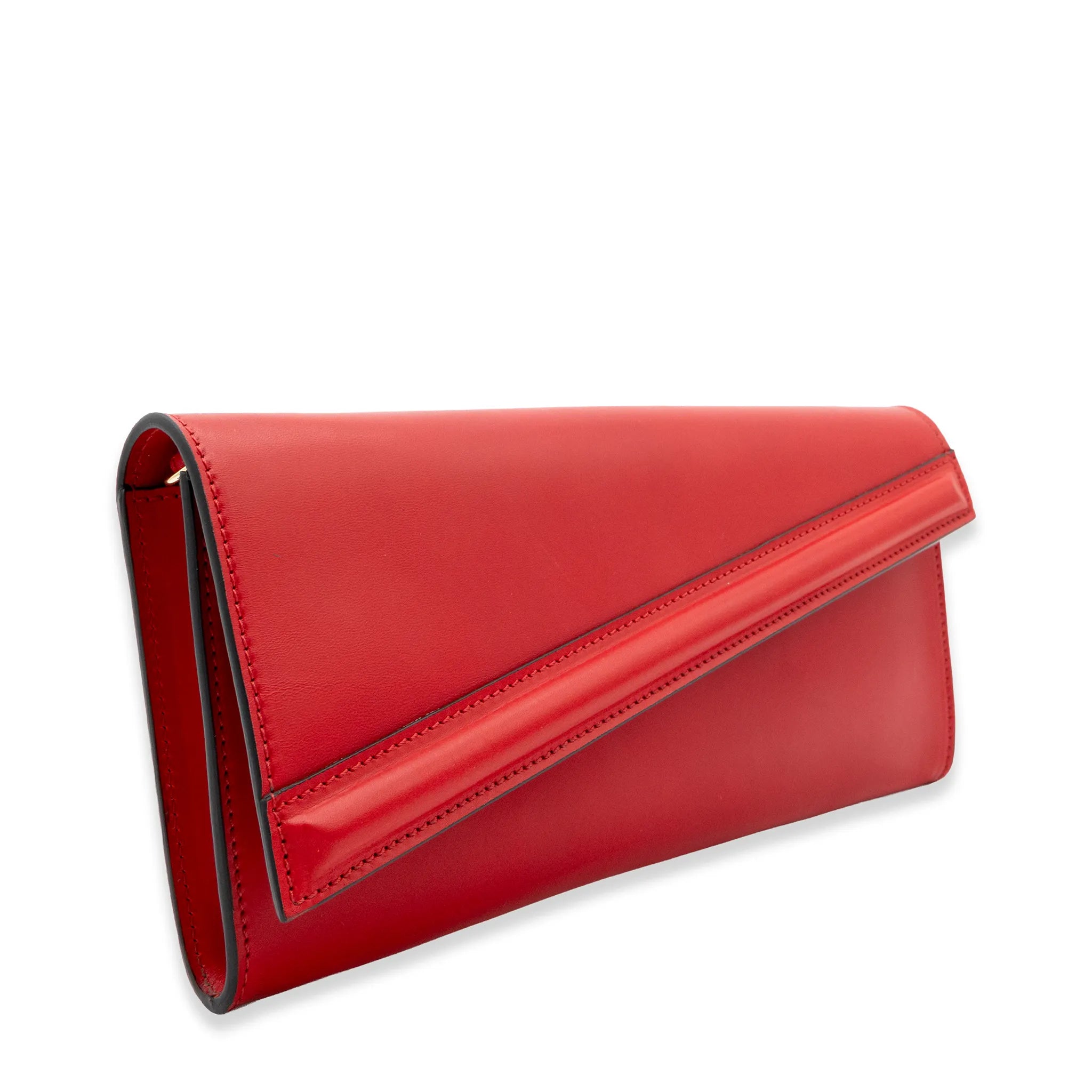 Rosso Fuoco leather Carolina clutch by MARK / GIUSTI