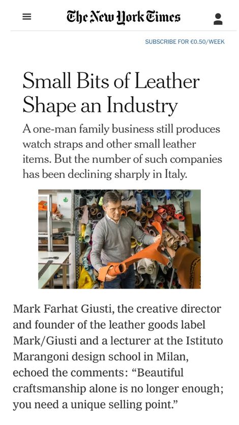 MARK/GIUSTI IN THE NY TIMES